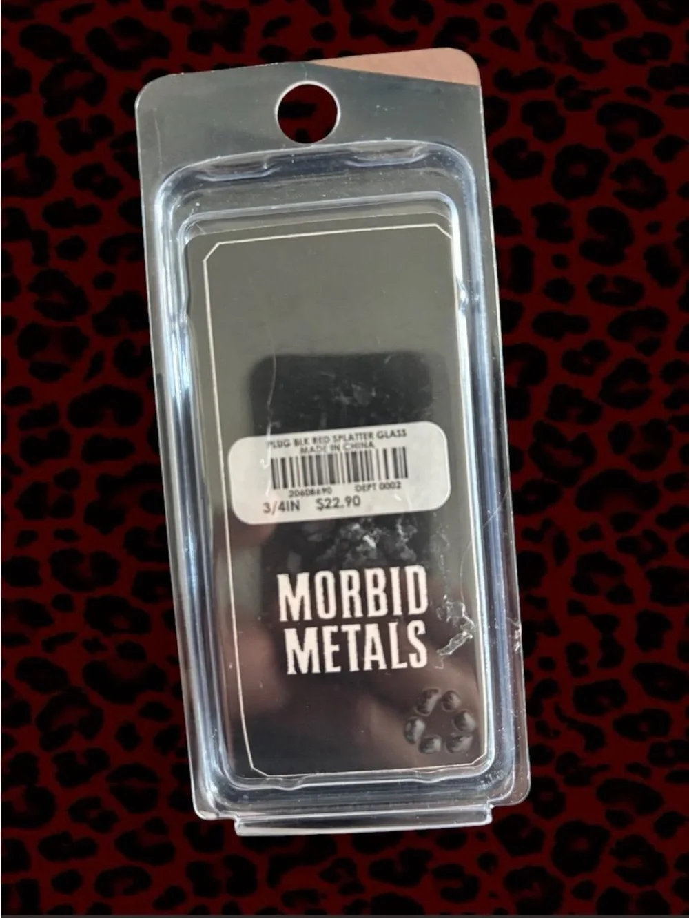 Morbid Metals Black with Red Speckle Glass Ear Plugs size 3/4